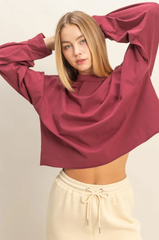 Mineral Washed Casual Long Sleeve Top made by HYFVE