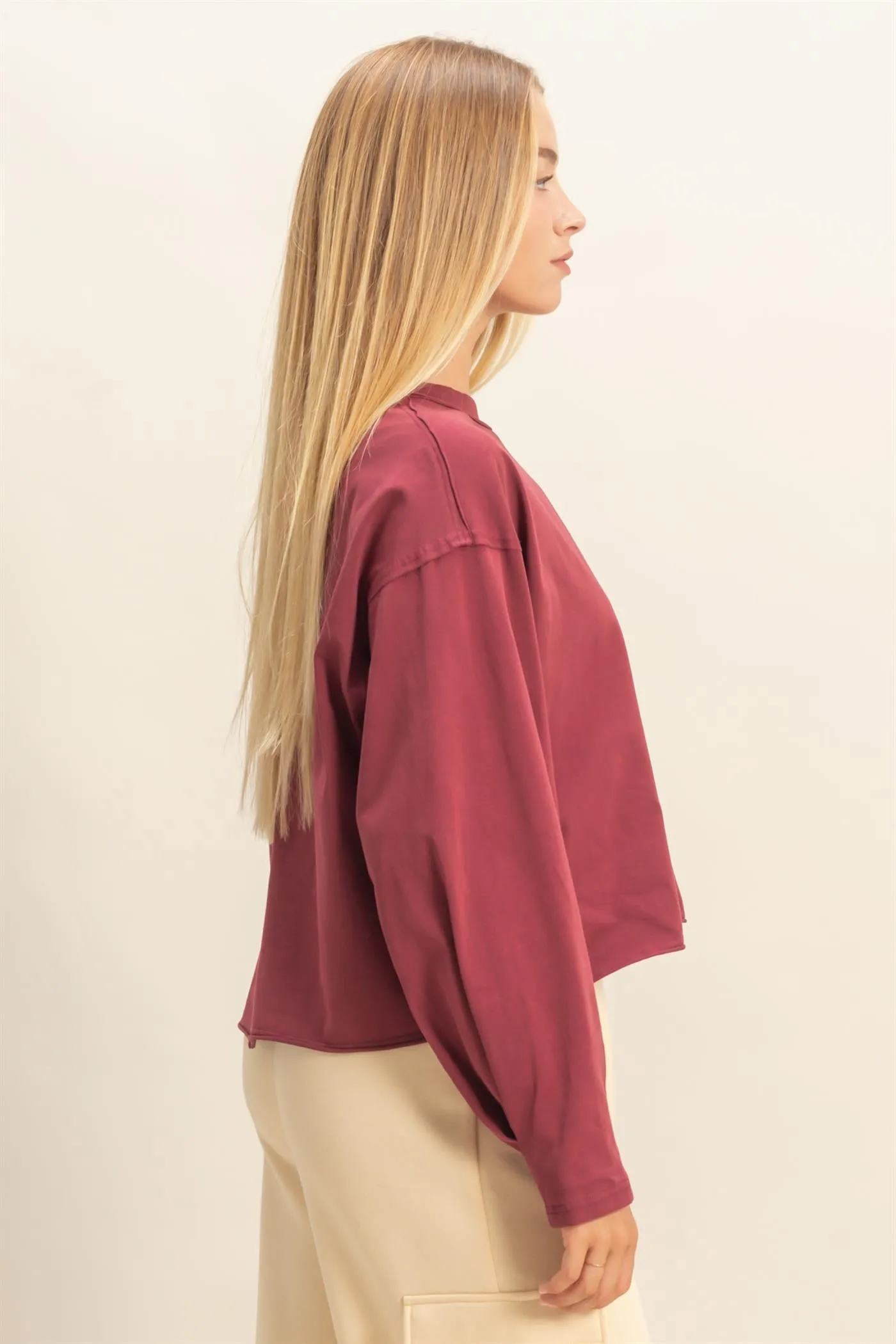Mineral Washed Casual Long Sleeve Top sold by HYFVE product image thumbnail 4