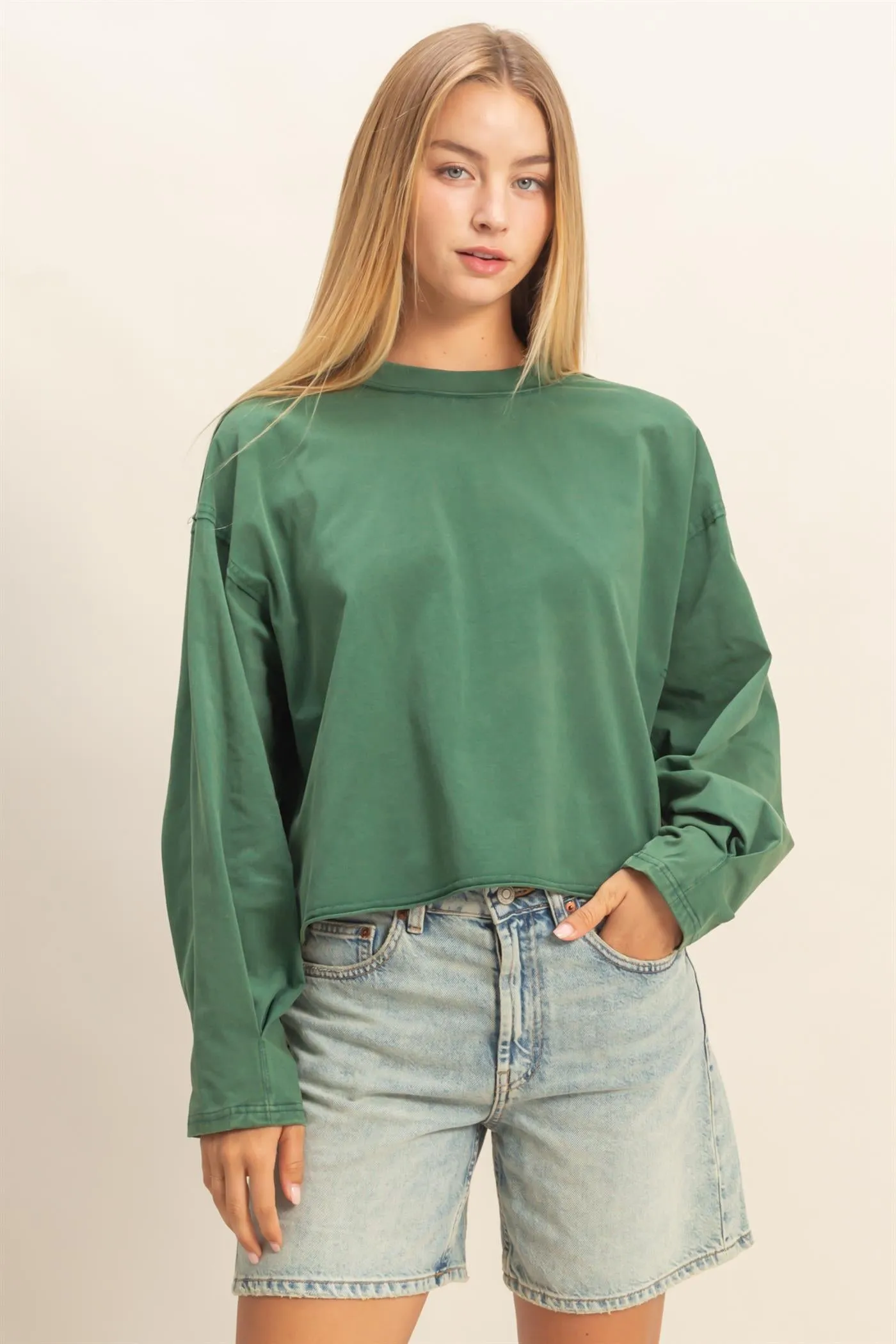 Mineral Washed Casual Long Sleeve Top sold by HYFVE product image thumbnail 2