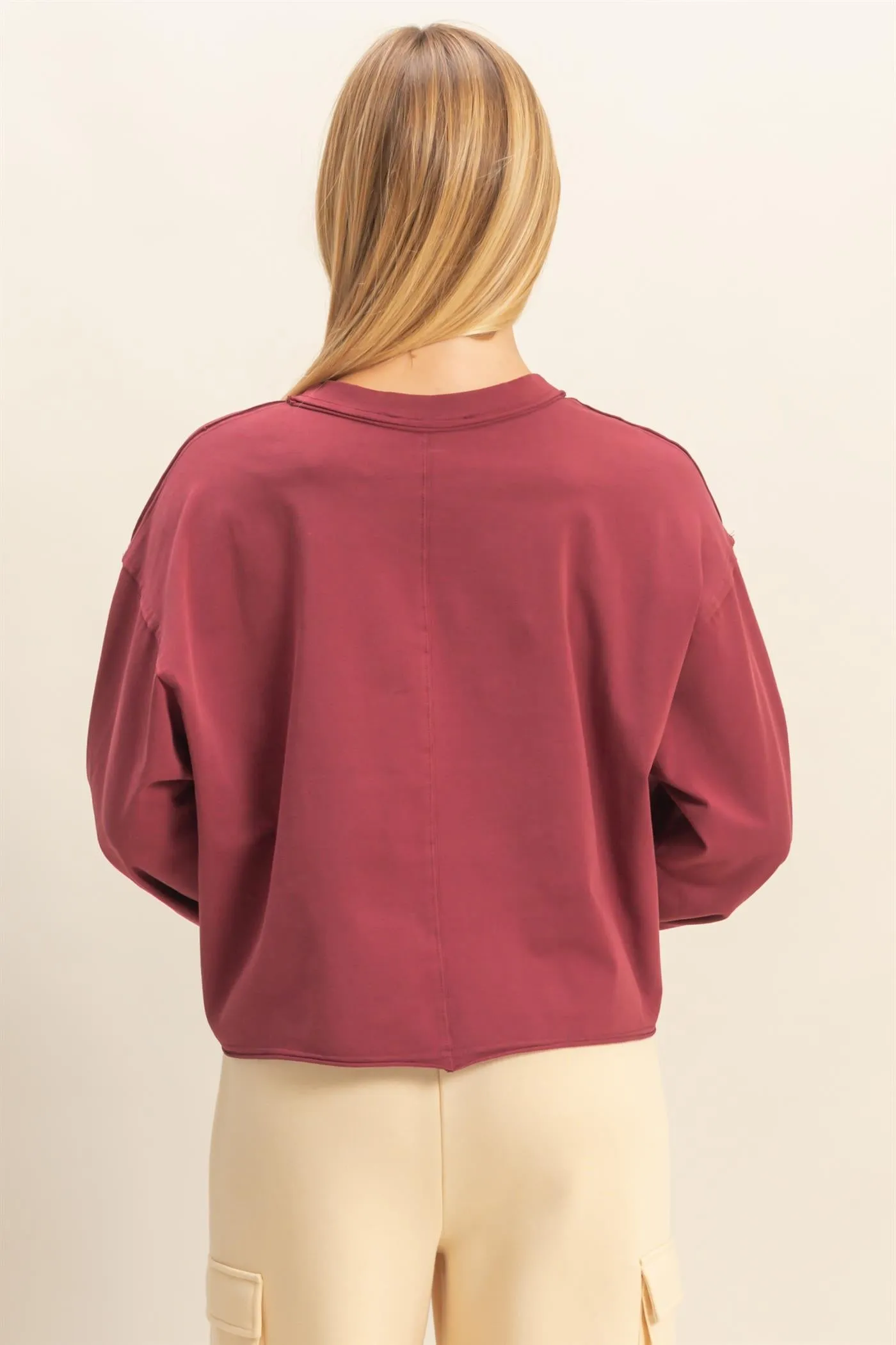 Mineral Washed Casual Long Sleeve Top sold by HYFVE product image thumbnail 5