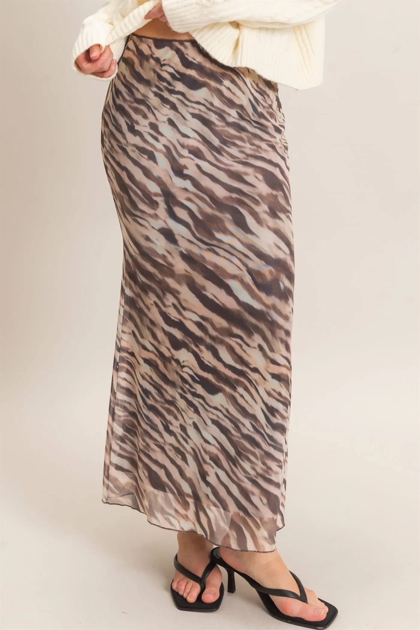 Printed Mesh Maxi Skirt sold by HYFVE