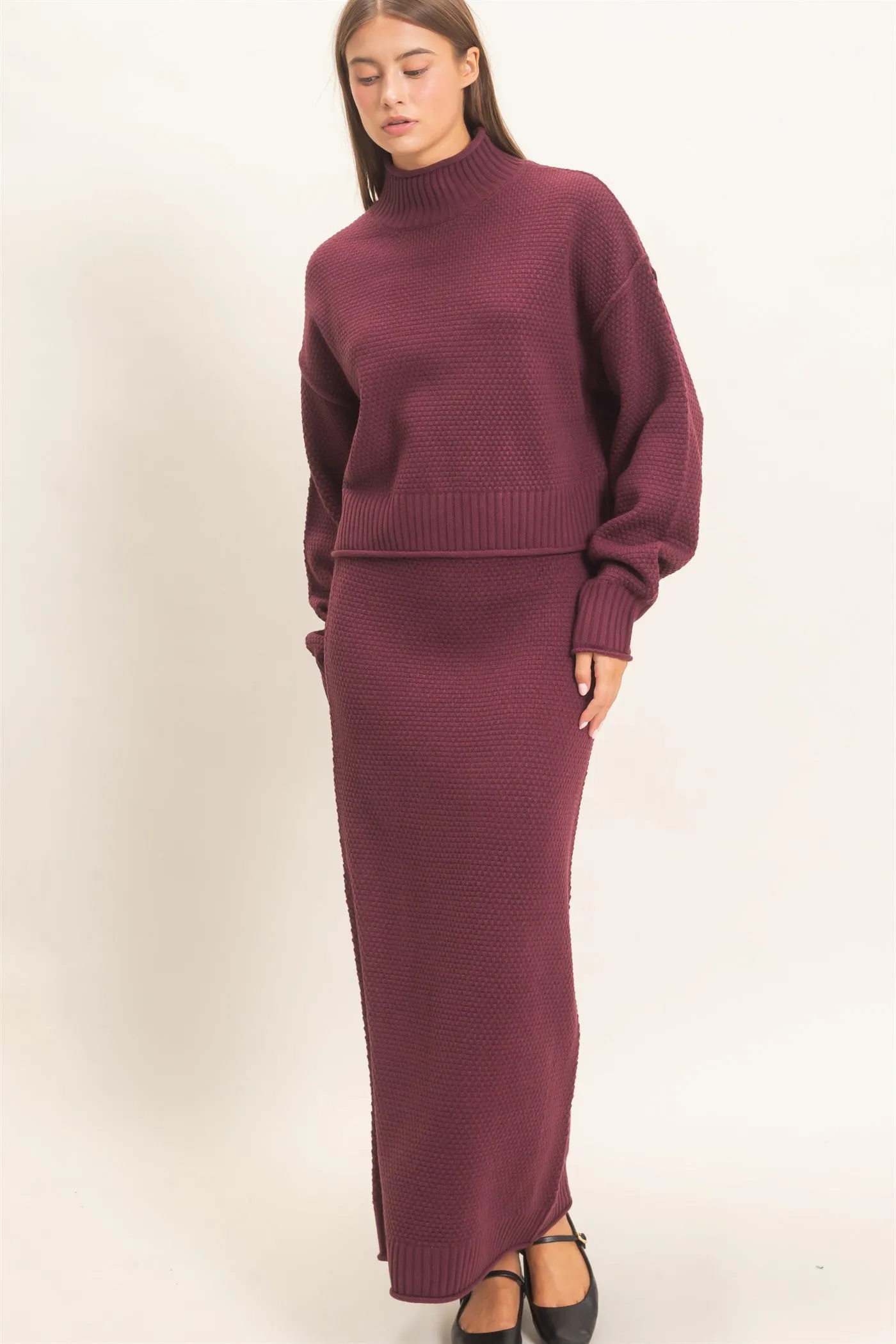High Neck Long Sleeve Top & Maxi Skirt Set sold by HYFVE product image thumbnail 4