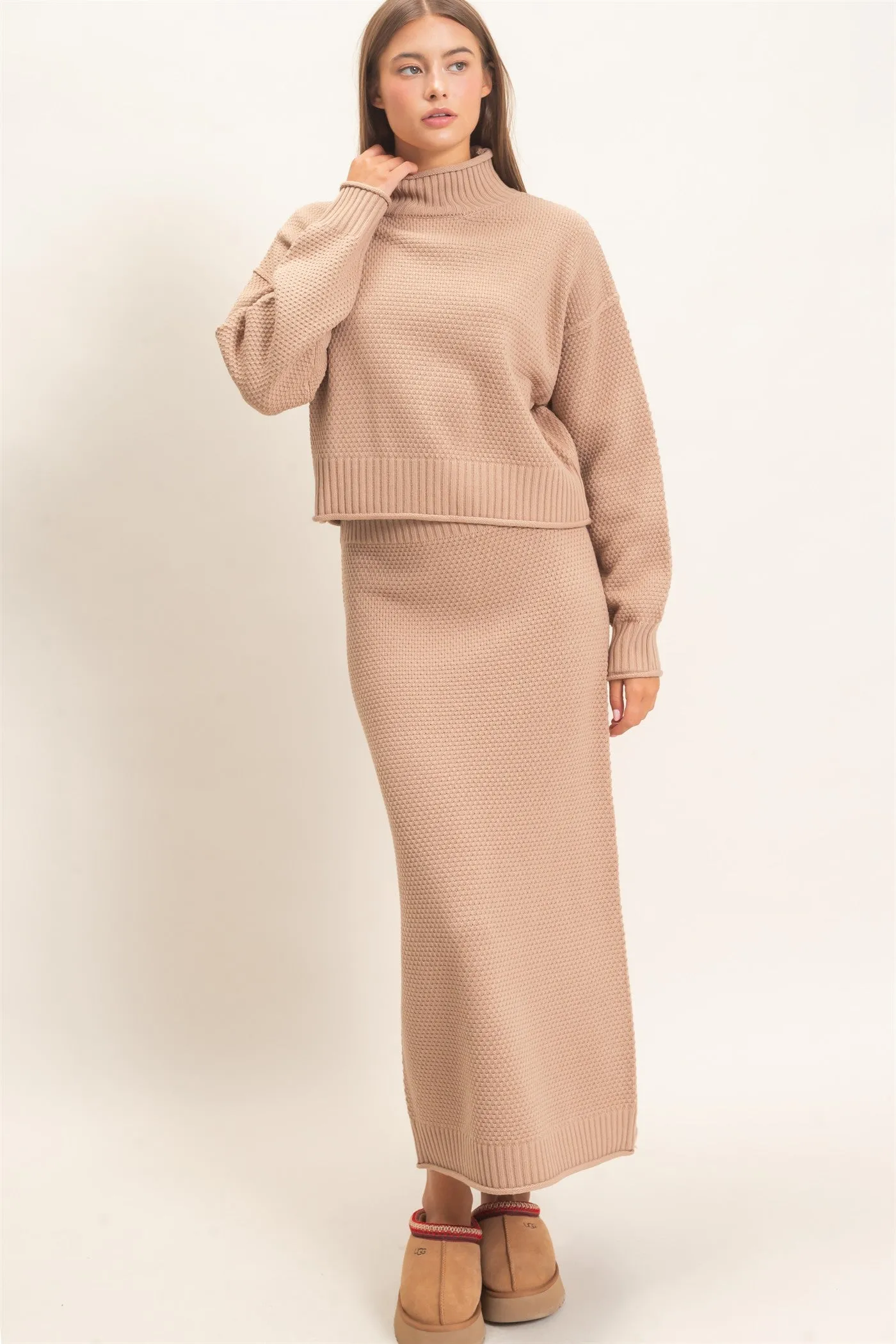 High Neck Long Sleeve Top & Maxi Skirt Set sold by HYFVE product image thumbnail 3