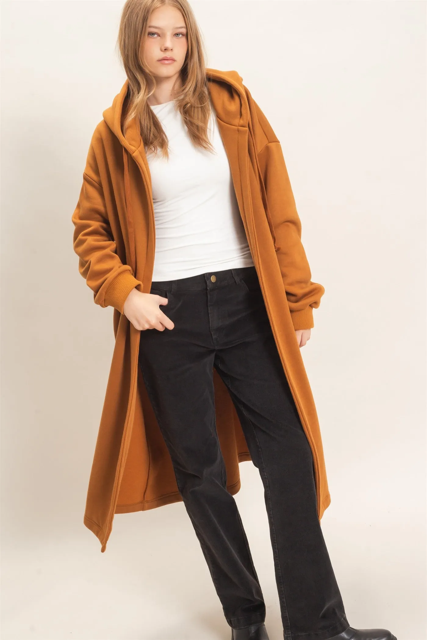 Oversized Hooded Open Front Coat sold by HYFVE product image thumbnail 3