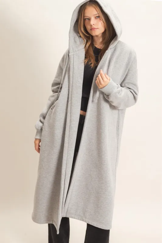 Oversized Hooded Open Front Coat made by HYFVE