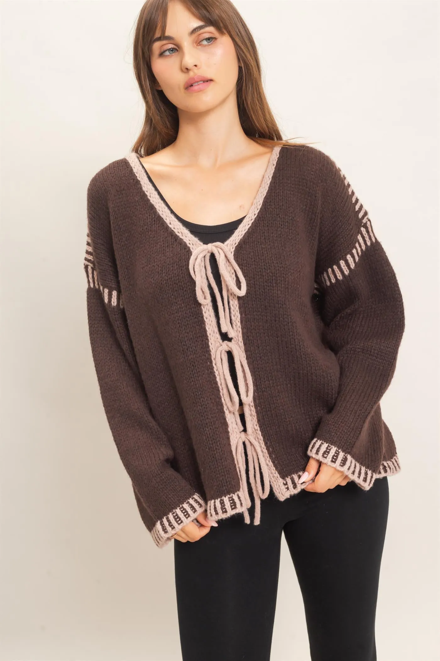 Open Front Tie Cardigan sold by HYFVE product image thumbnail 2