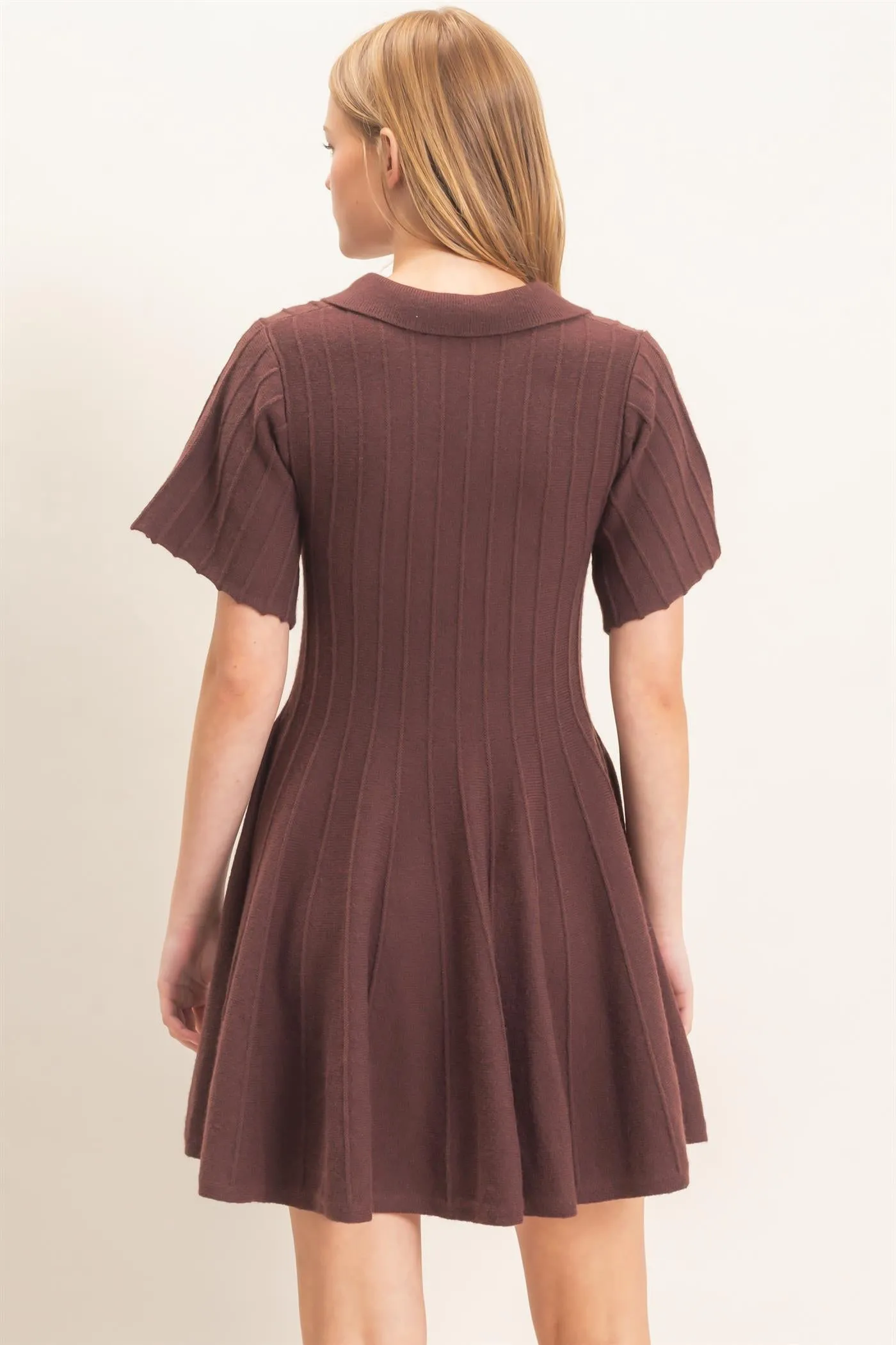 Ribbed Knit Collared Dress sold by HYFVE product image thumbnail 4