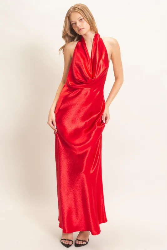 Satin Cowl Neck Maxi Dress made by HYFVE