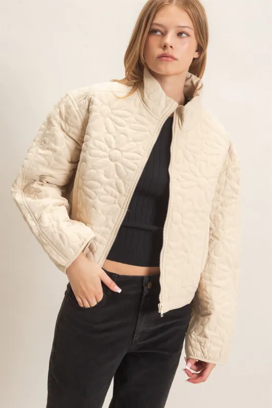 Daisy Quilted Mock Neck Jacket made by HYFVE