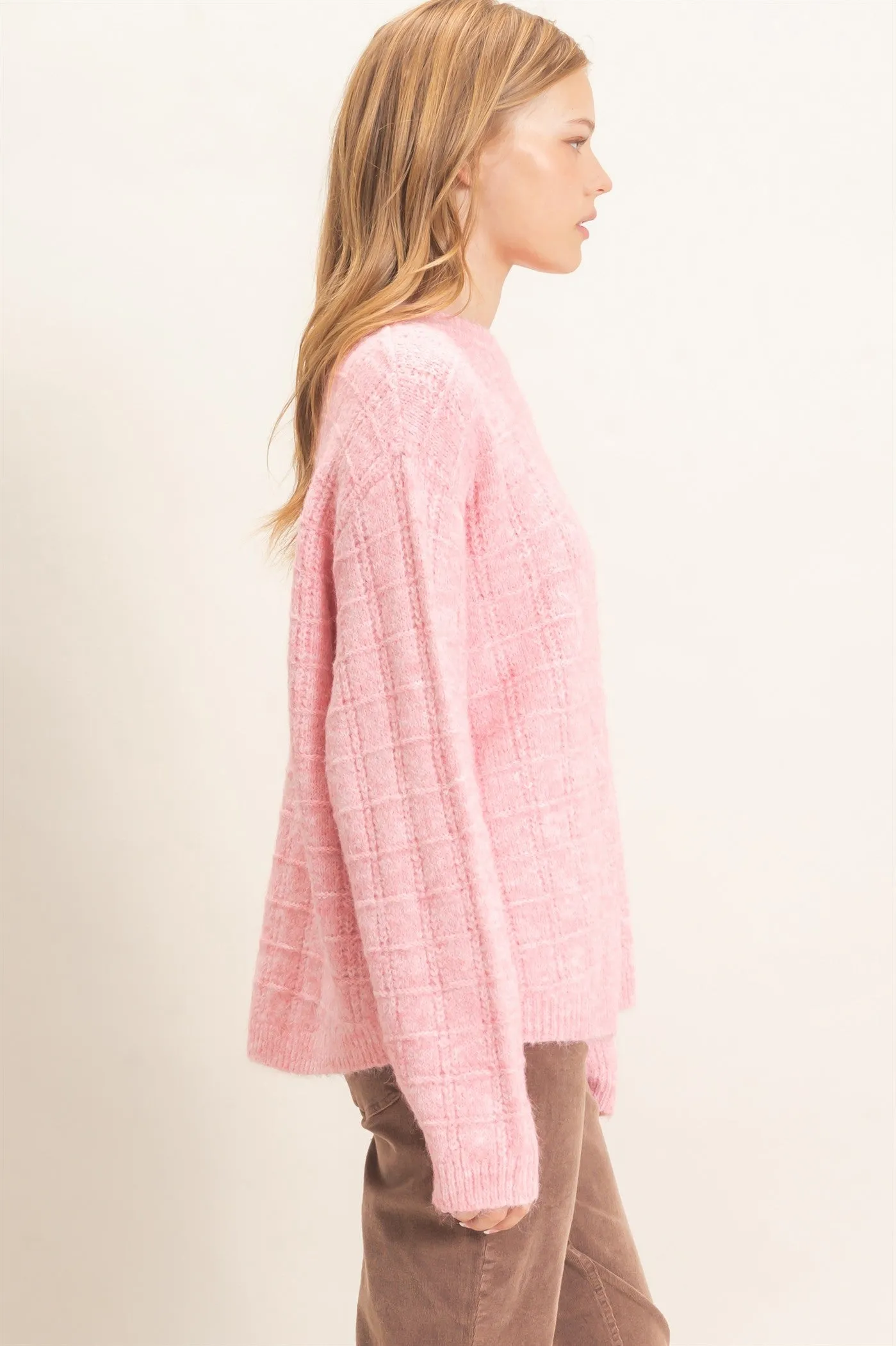 Grid Textured Knit Sweater sold by HYFVE product image thumbnail 2
