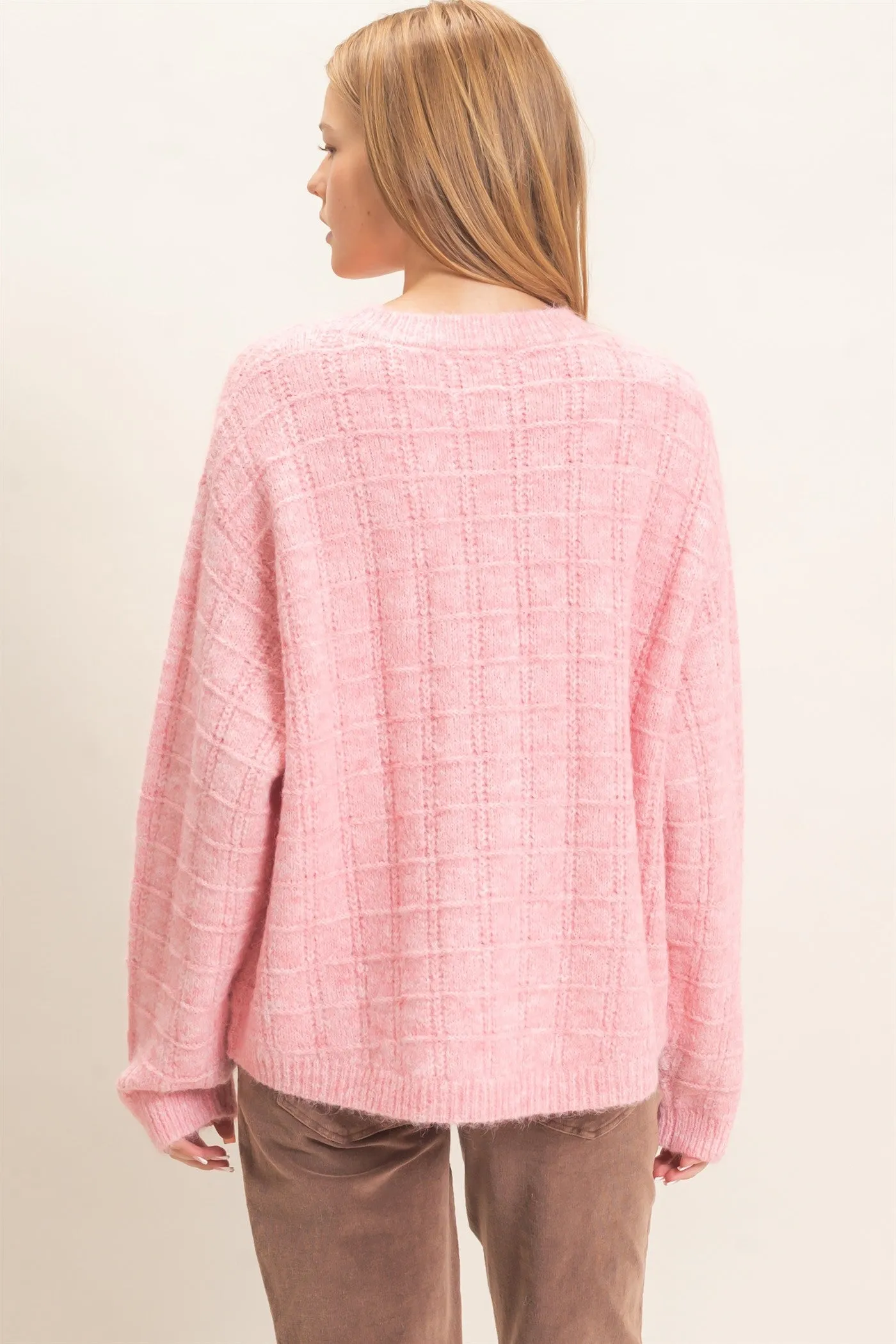 Grid Textured Knit Sweater sold by HYFVE product image thumbnail 3