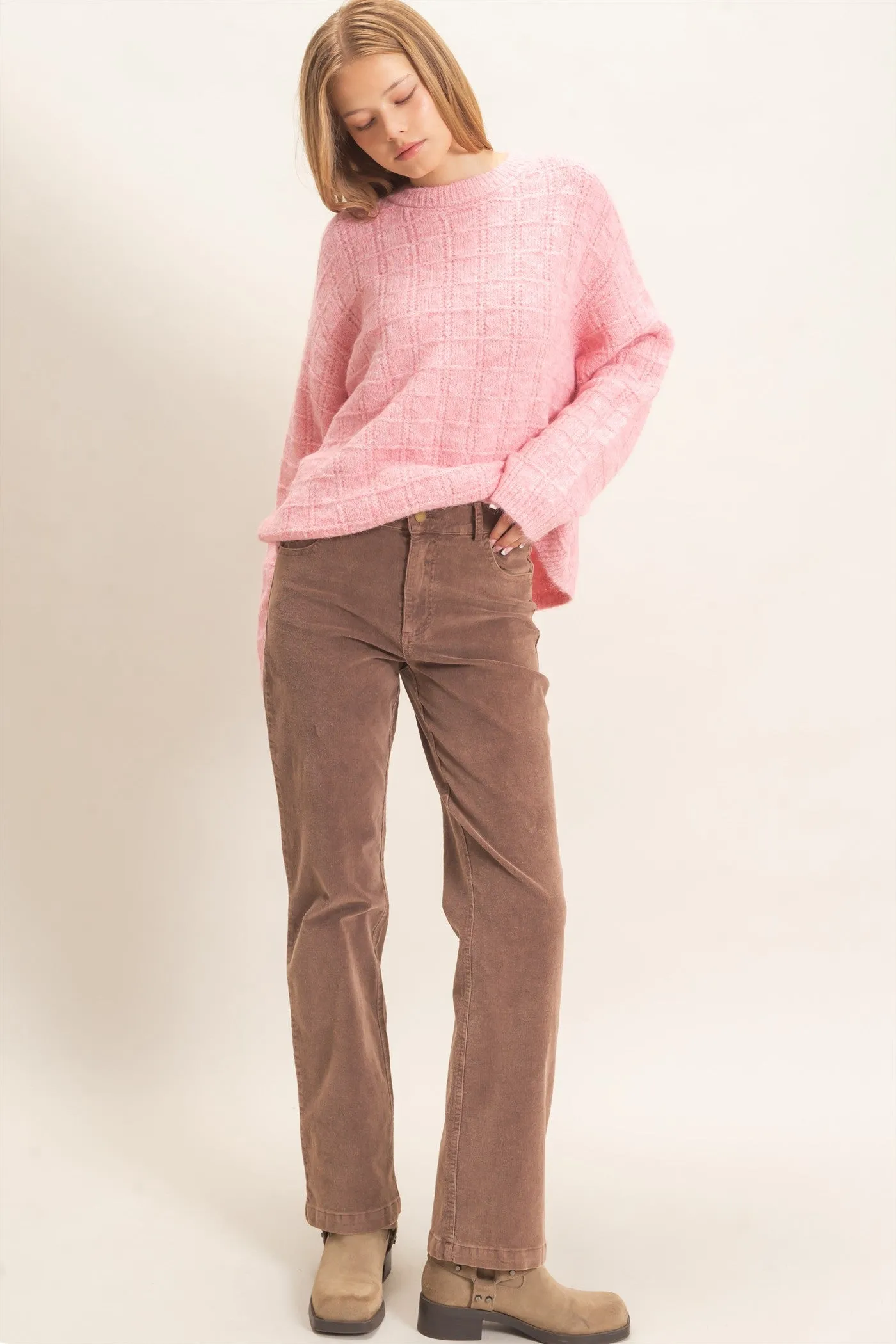Grid Textured Knit Sweater sold by HYFVE product image thumbnail 4