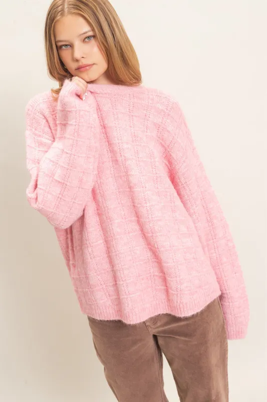 Grid Textured Knit Sweater made by HYFVE
