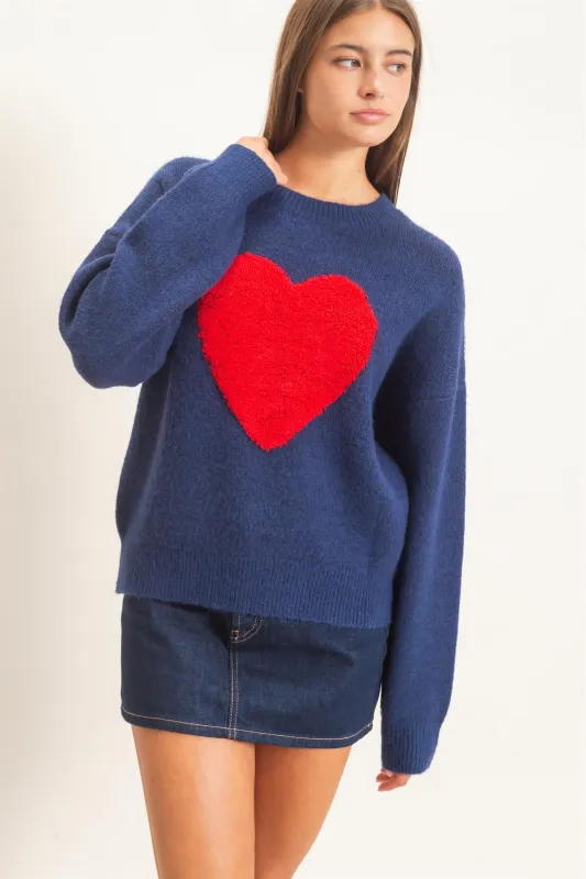 Heart Graphic Sweater made by Double Zero
