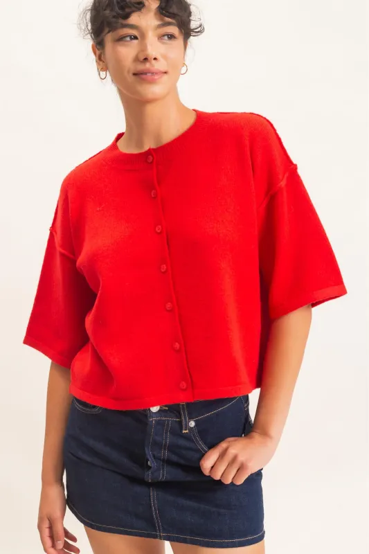 Drop Shoulder Short Sleeve Cardigan made by Double Zero