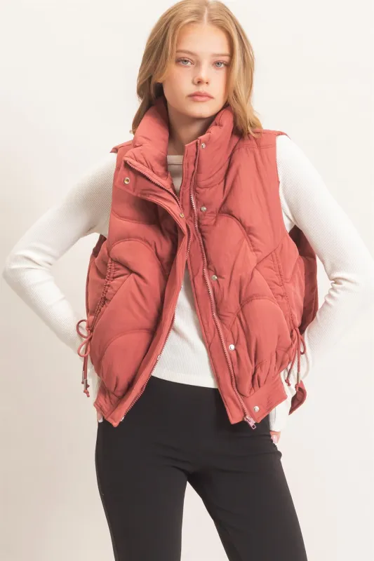 Quilted Funnel Neck Puffer Vest made by HYFVE