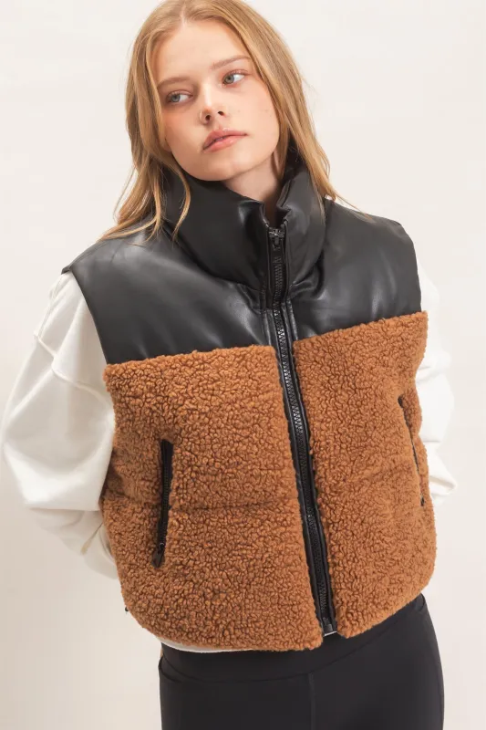 Faux Fur & Pu Padded Vest made by HYFVE