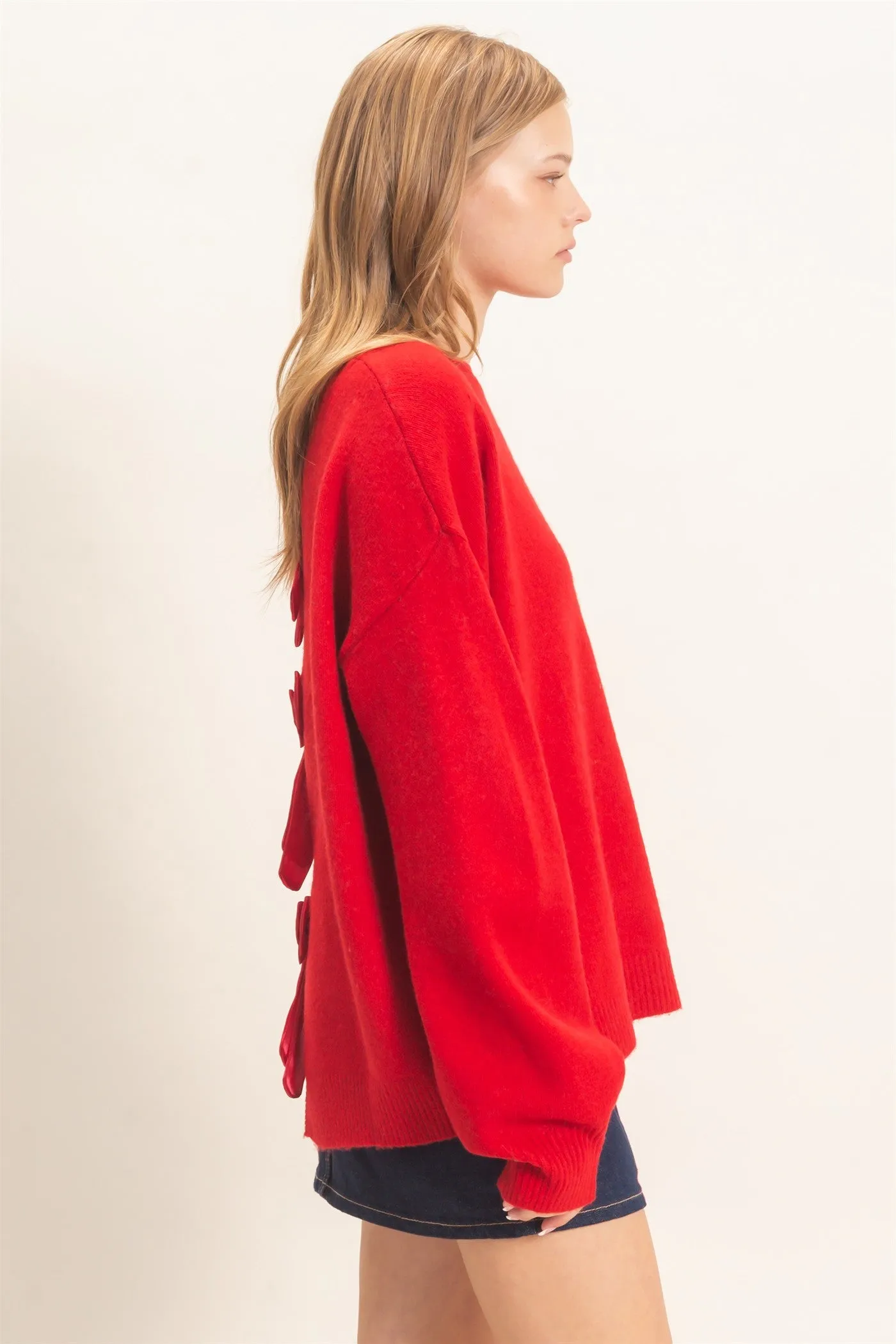 Open Back Sweater With Organza Bows sold by HYFVE product image thumbnail 2