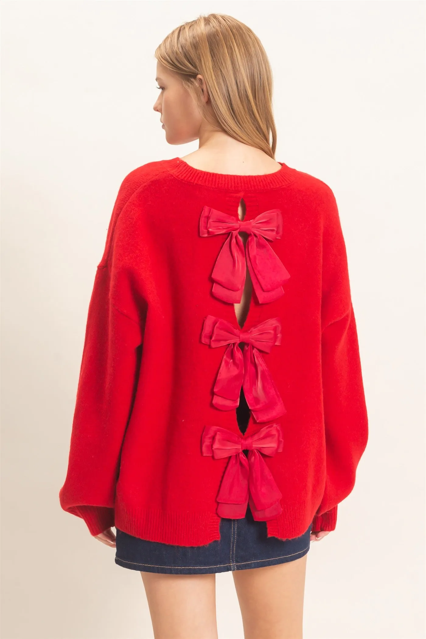 Open Back Sweater With Organza Bows sold by HYFVE product image thumbnail 3
