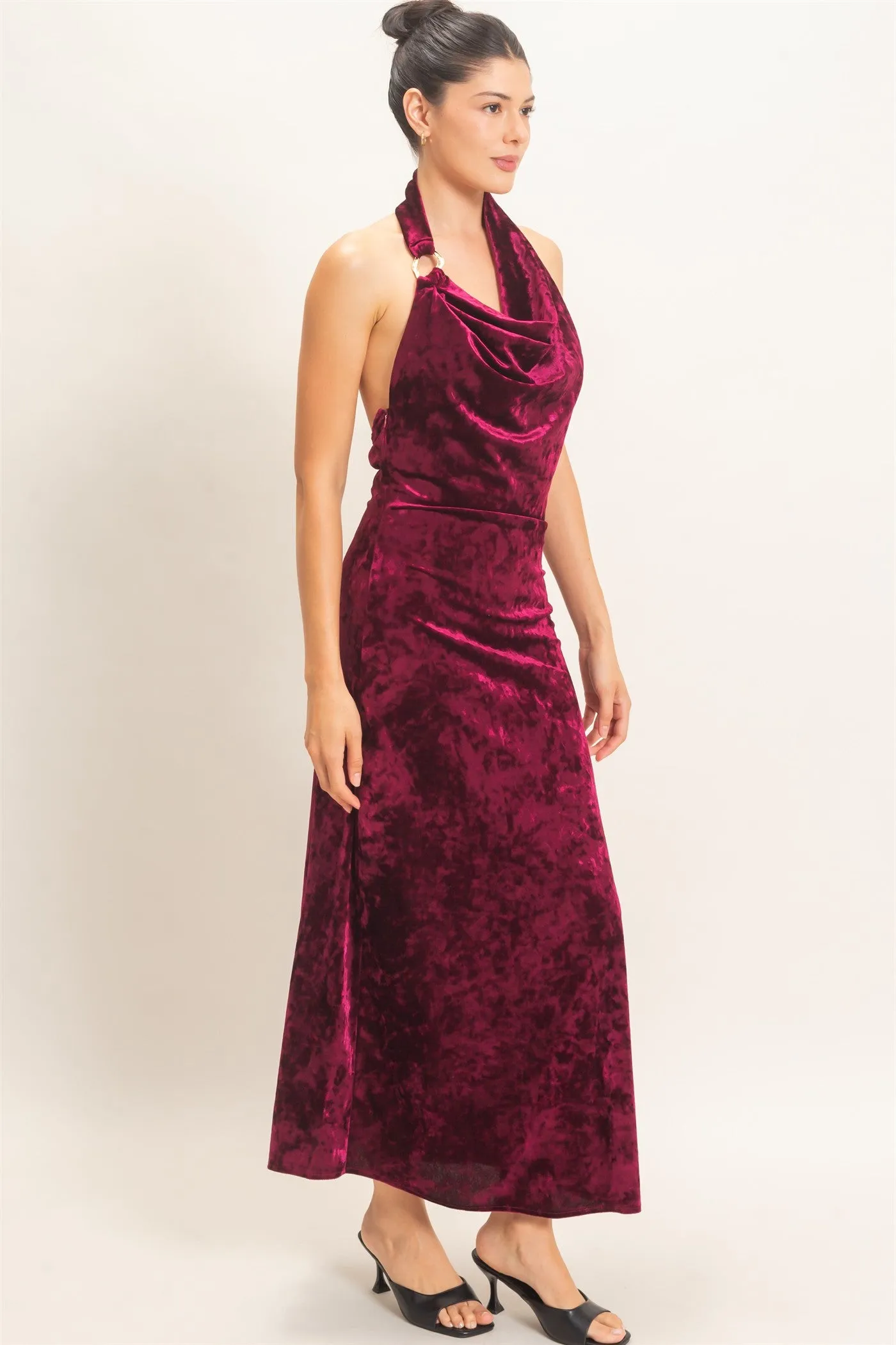 Velvet Cowl Neck Halter Dress sold by HYFVE product image thumbnail 4
