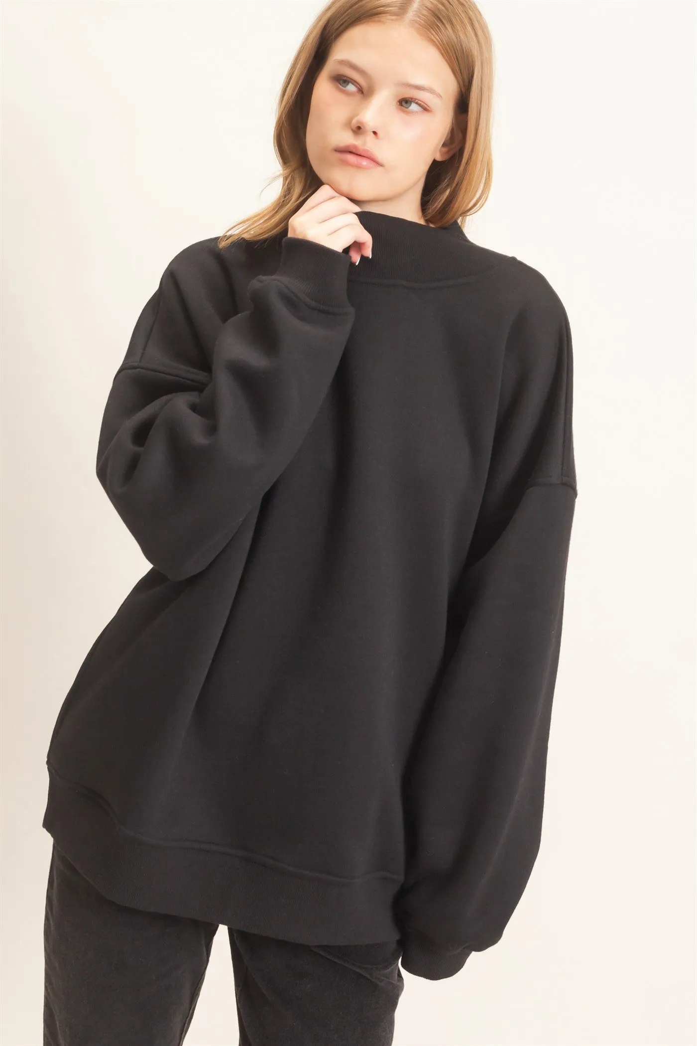 Enzyme Washed Mock Neck Sweatshirt sold by HYFVE product image thumbnail 4