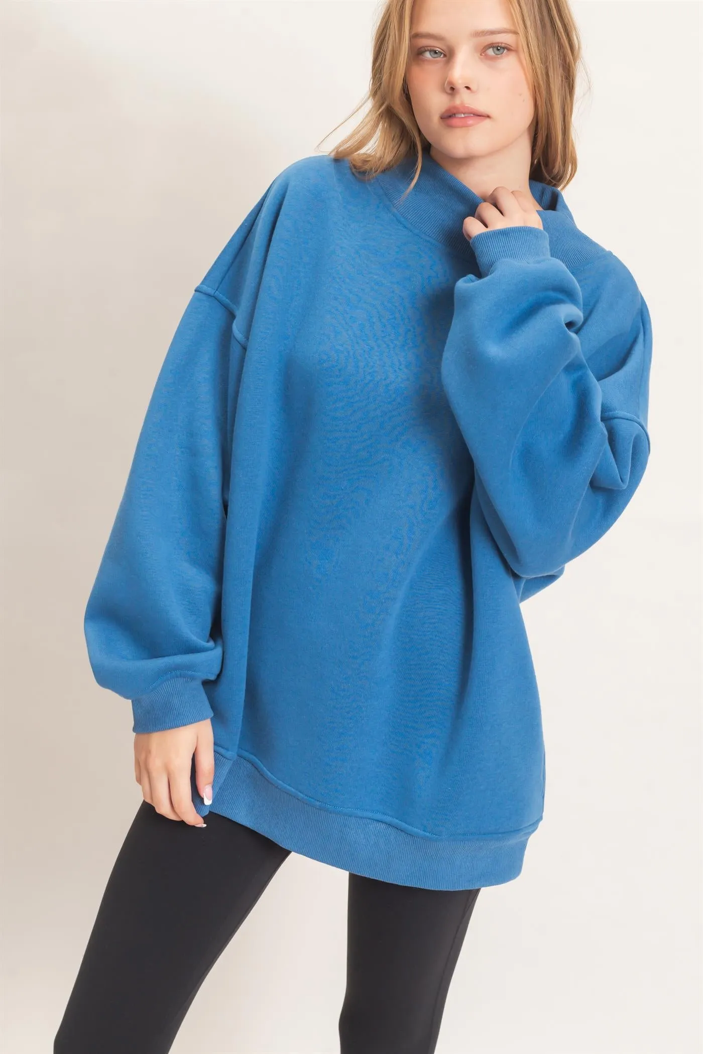 Enzyme Washed Mock Neck Sweatshirt sold by HYFVE