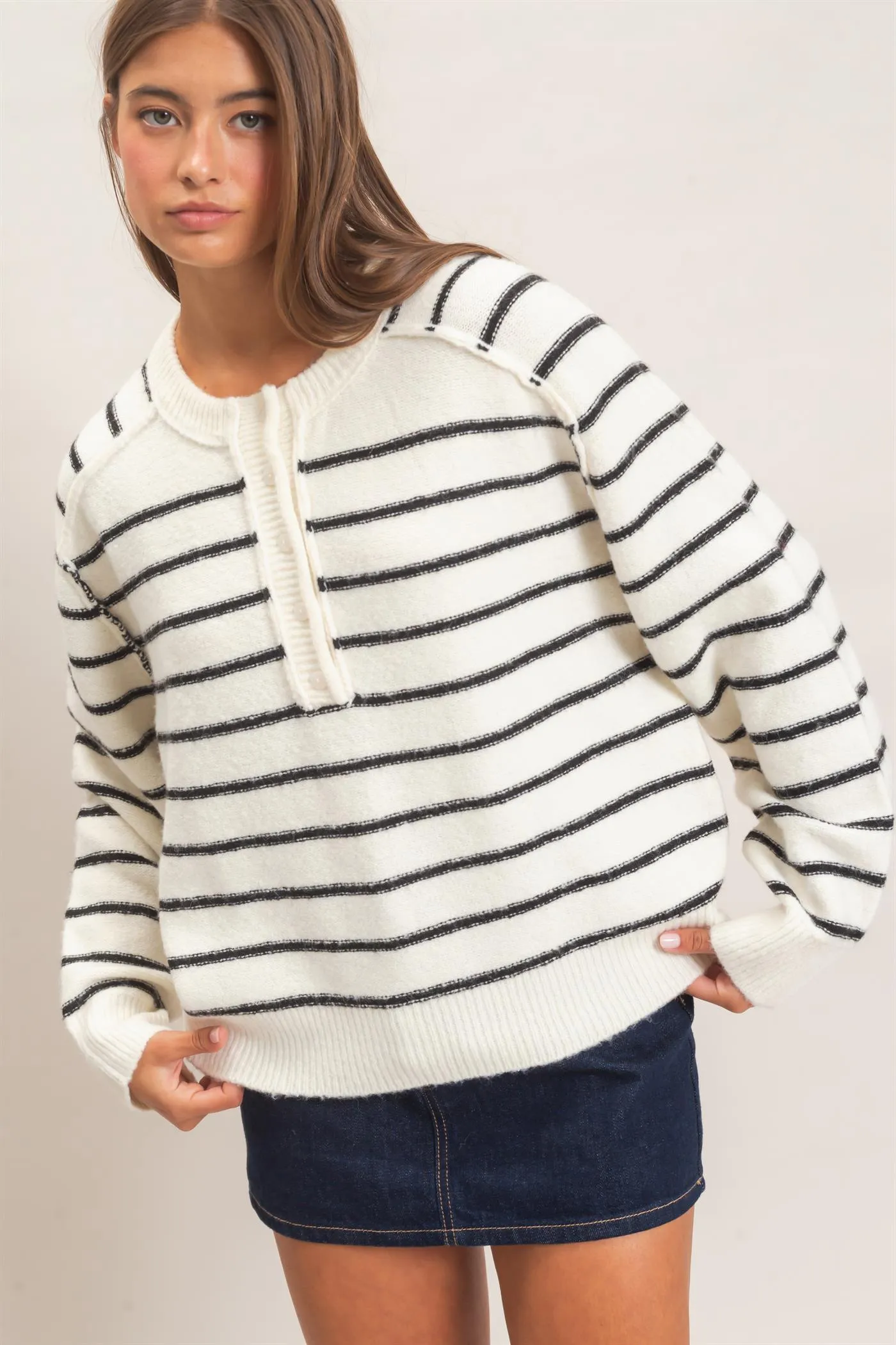 Stripe Henley Sweater sold by HYFVE product image thumbnail 4