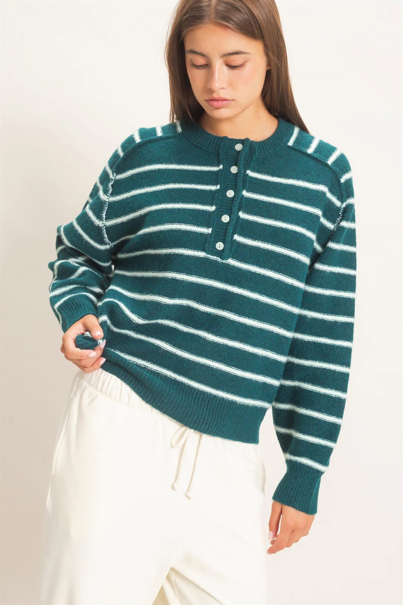 Stripe Henley Sweater sold by HYFVE product image thumbnail 2