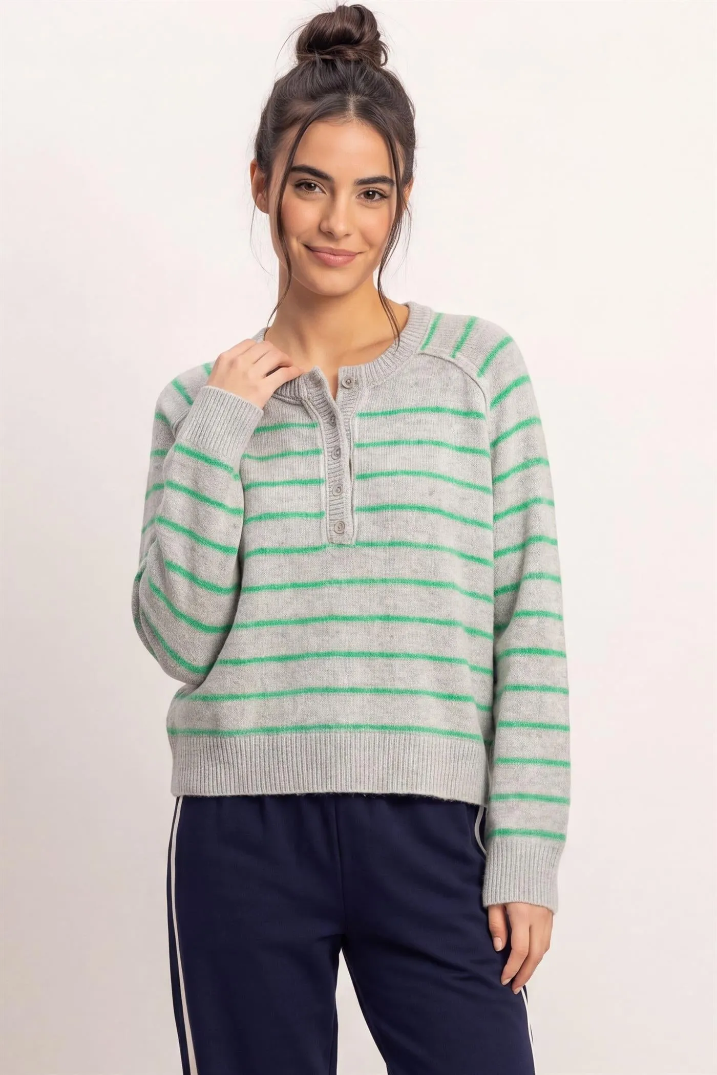 Stripe Henley Sweater sold by HYFVE product image thumbnail 5
