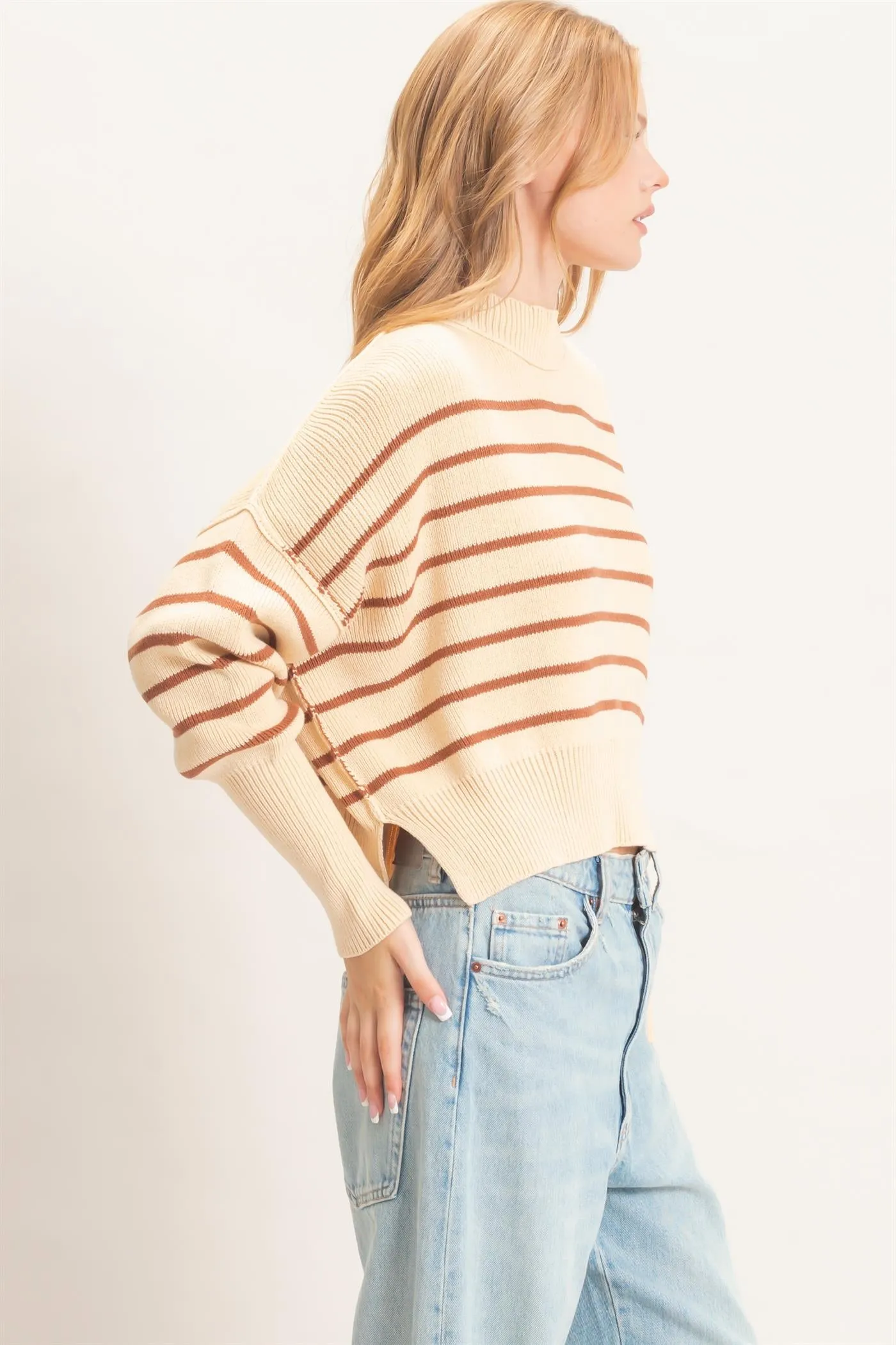 Striped Mock Neck Cropped Sweater sold by HYFVE product image thumbnail 5