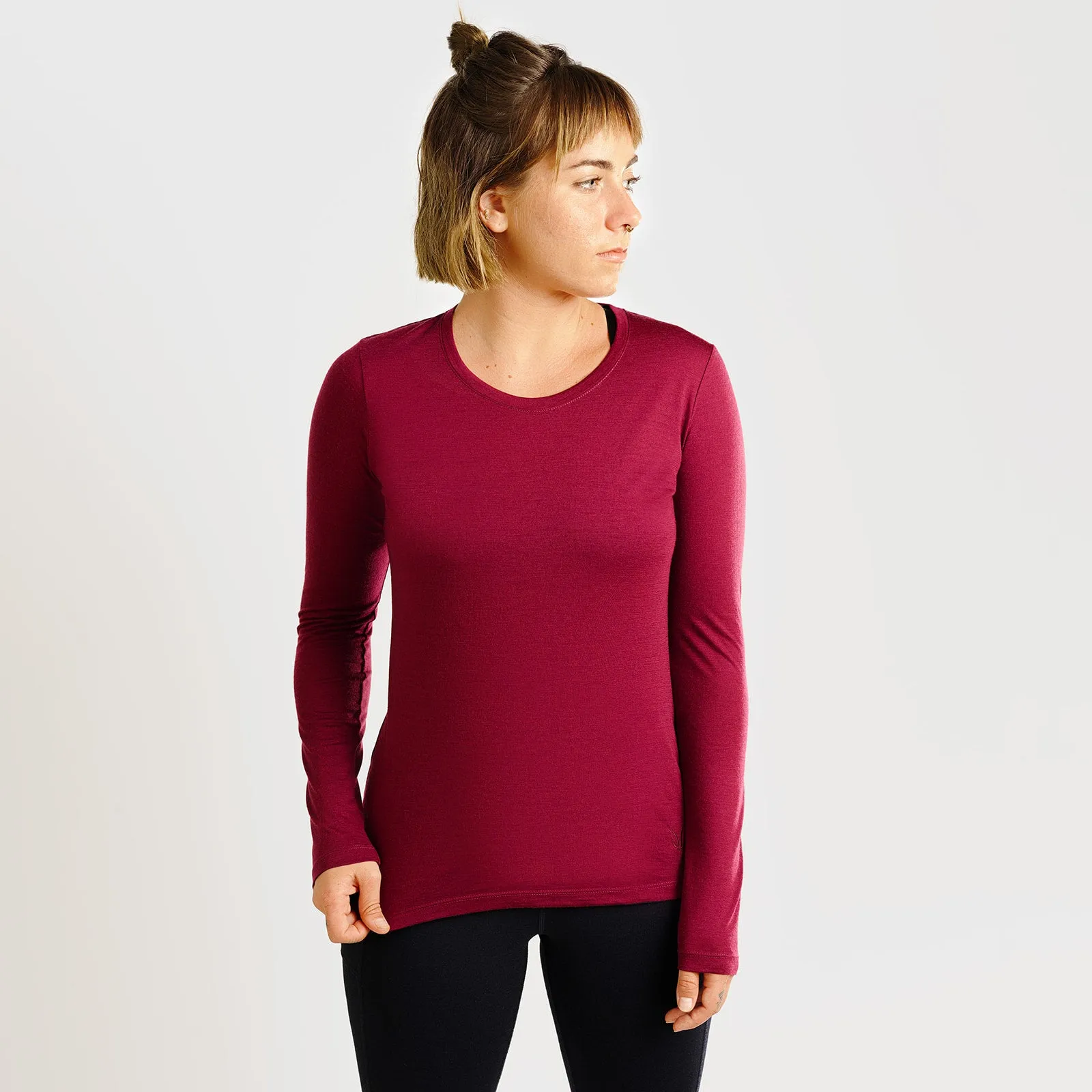 Women's 24 Hour Long Sleeve Low Crew sold by Ibex product image thumbnail 2