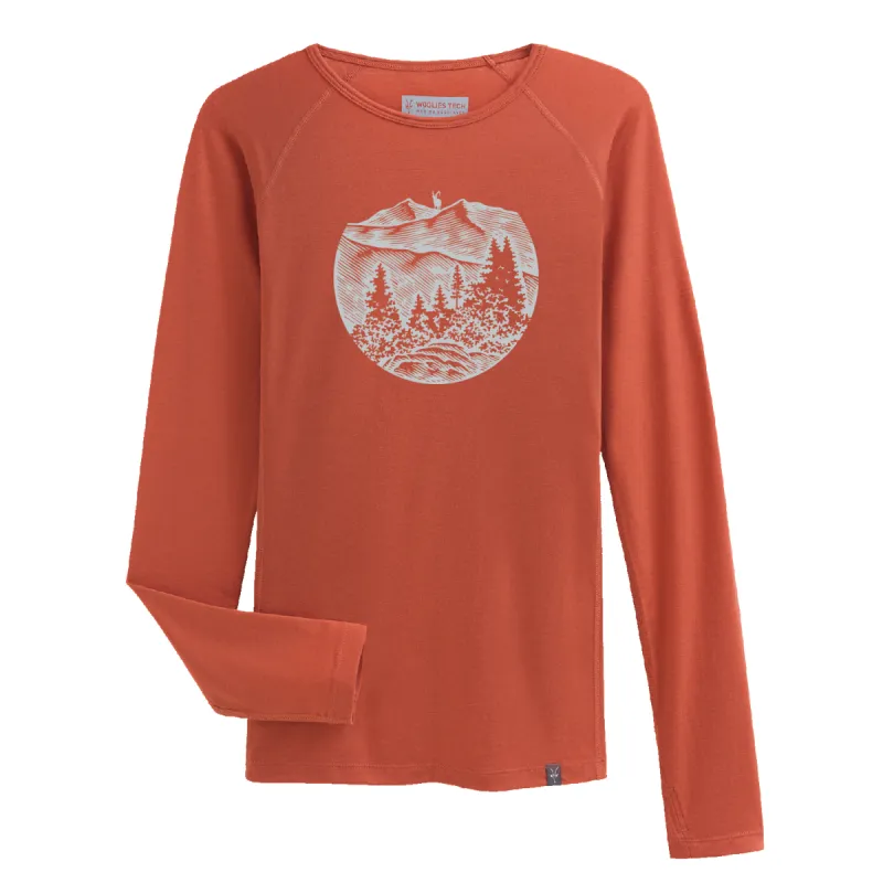Women's Woolies Tech Long Sleeve Art Crew sold by Ibex