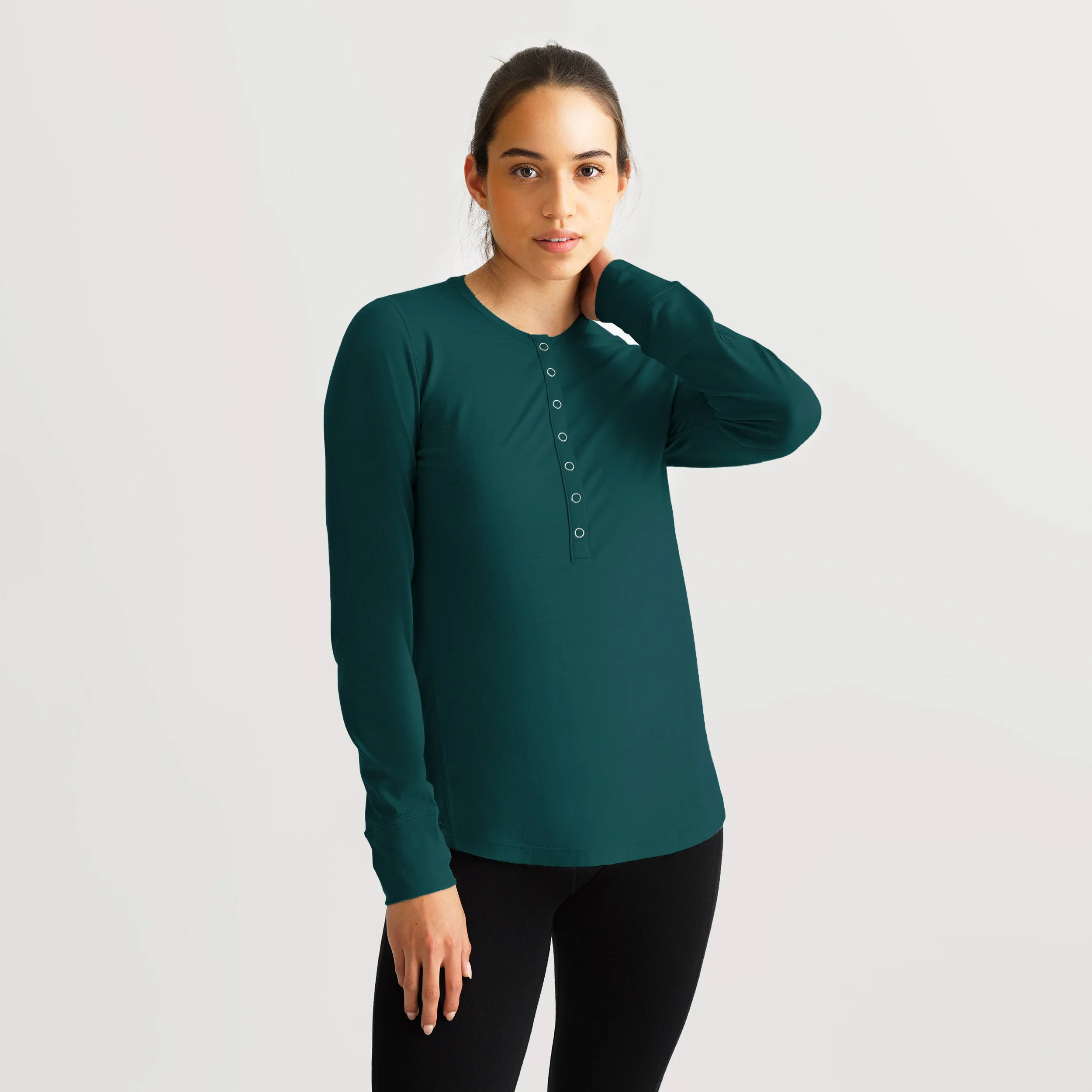 Women's Travel Henley Long Sleeve sold by Ibex product image thumbnail 4