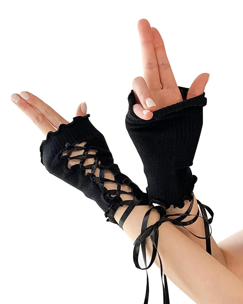 Dark Feminine Energy Lace Up Gloves sold by iHeartRaves product image thumbnail 2