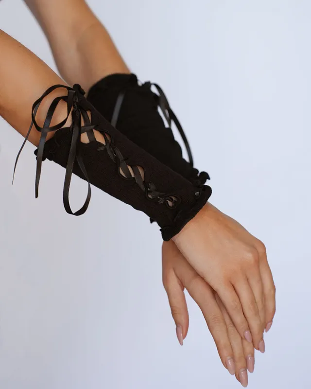 Dark Feminine Energy Lace Up Gloves sold by iHeartRaves