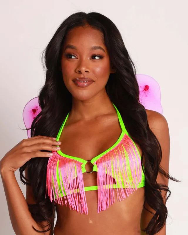 Rolita Couture x iHR Gleams of Sunshine Fringe Top sold by iHeartRaves