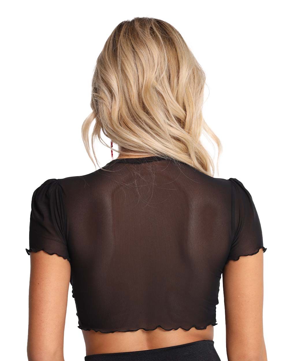 Ethereal Bliss Mesh Tie Front Crop Top sold by iHeartRaves product image thumbnail 4