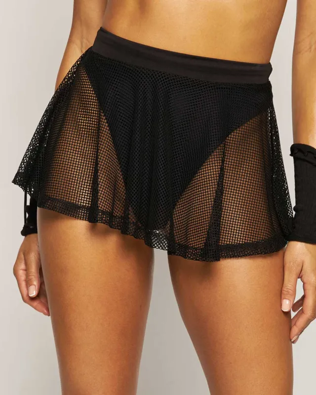 Lethal Obsession Fishnet Mini Skater Skirt sold by iHeartRaves