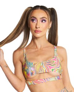 Rainbow Burst Underboob Cutout Top sold by iHeartRaves