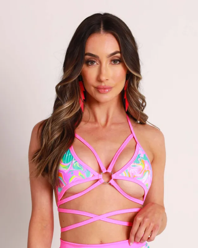 Rolita Couture x iHR Multicolored Mist Butterfly Kisses Wrap Top sold by iHeartRaves