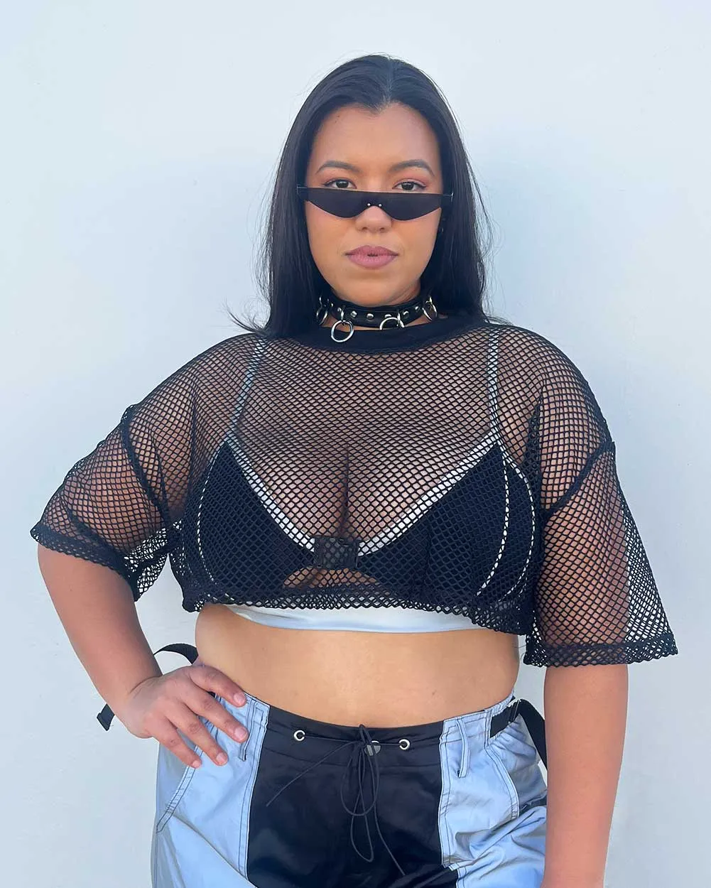 Tough Attitude Fishnet Crop Top sold by iHeartRaves product image thumbnail 5