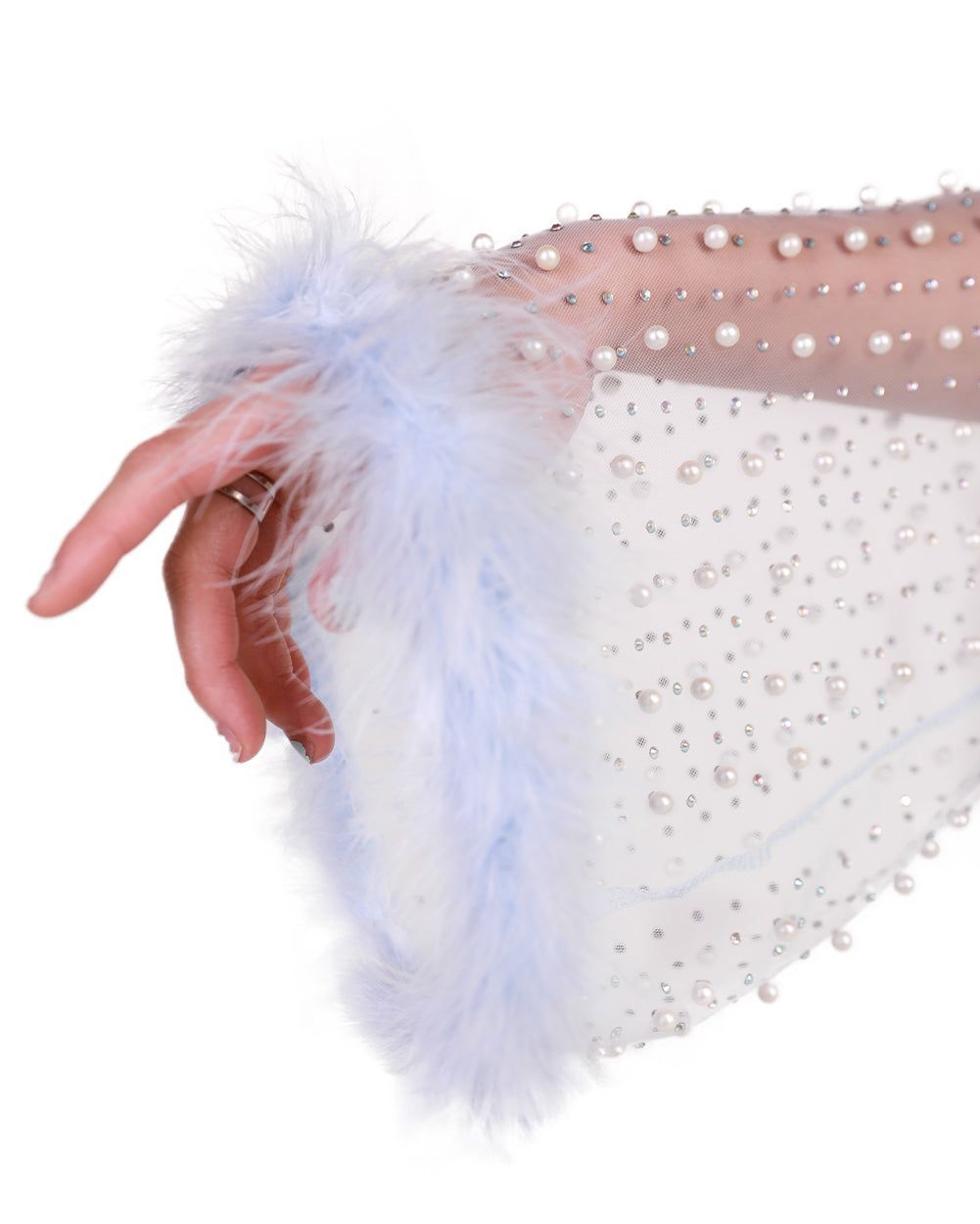 Glamour Girl Pearl Studded Marabou Skirt Set - Baby Blue sold by iHeartRaves product image thumbnail 2