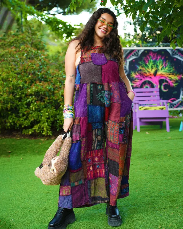 Peace and Love Unisex Patchwork Overalls sold by iHeartRaves