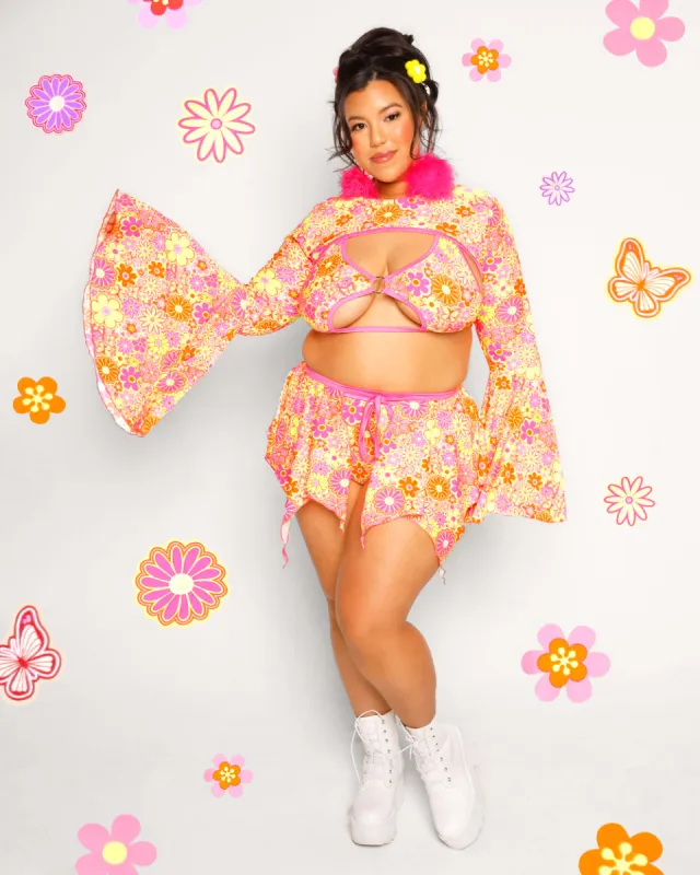 Rolita Couture x iHR Floral Frenzy Sassy Flair Skirt sold by iHeartRaves