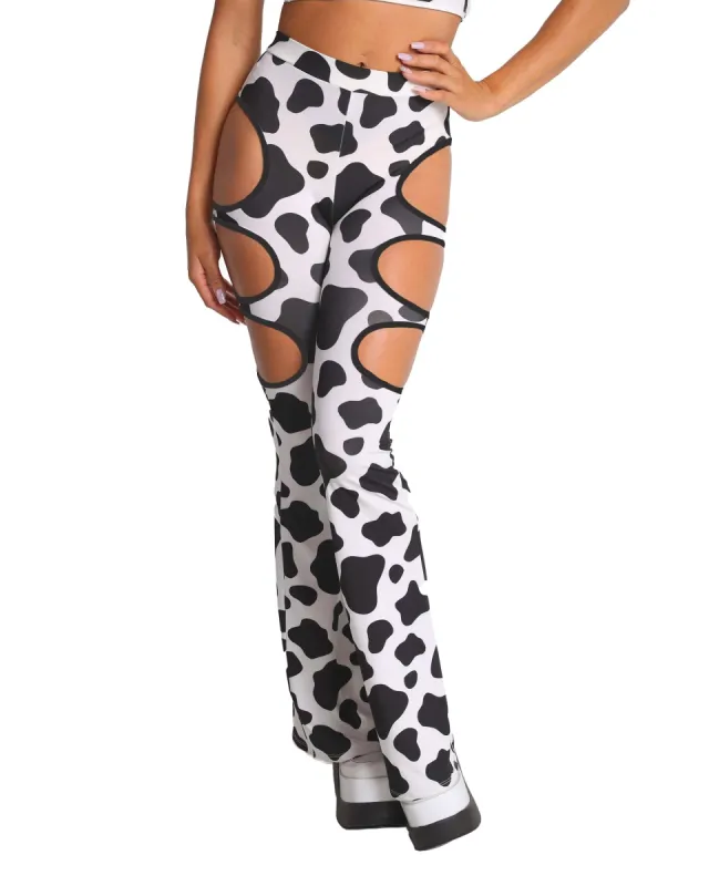 My Milkshake Cow Print Cutout Bell Bottoms sold by iHeartRaves