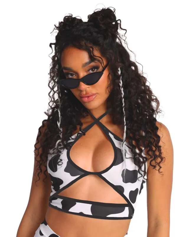 My Milkshake Cow Print Cutout Crop Top sold by iHeartRaves