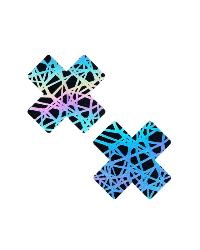 Neva Nude Trippy Drip Reflective Cross Pasties sold by iHeartRaves