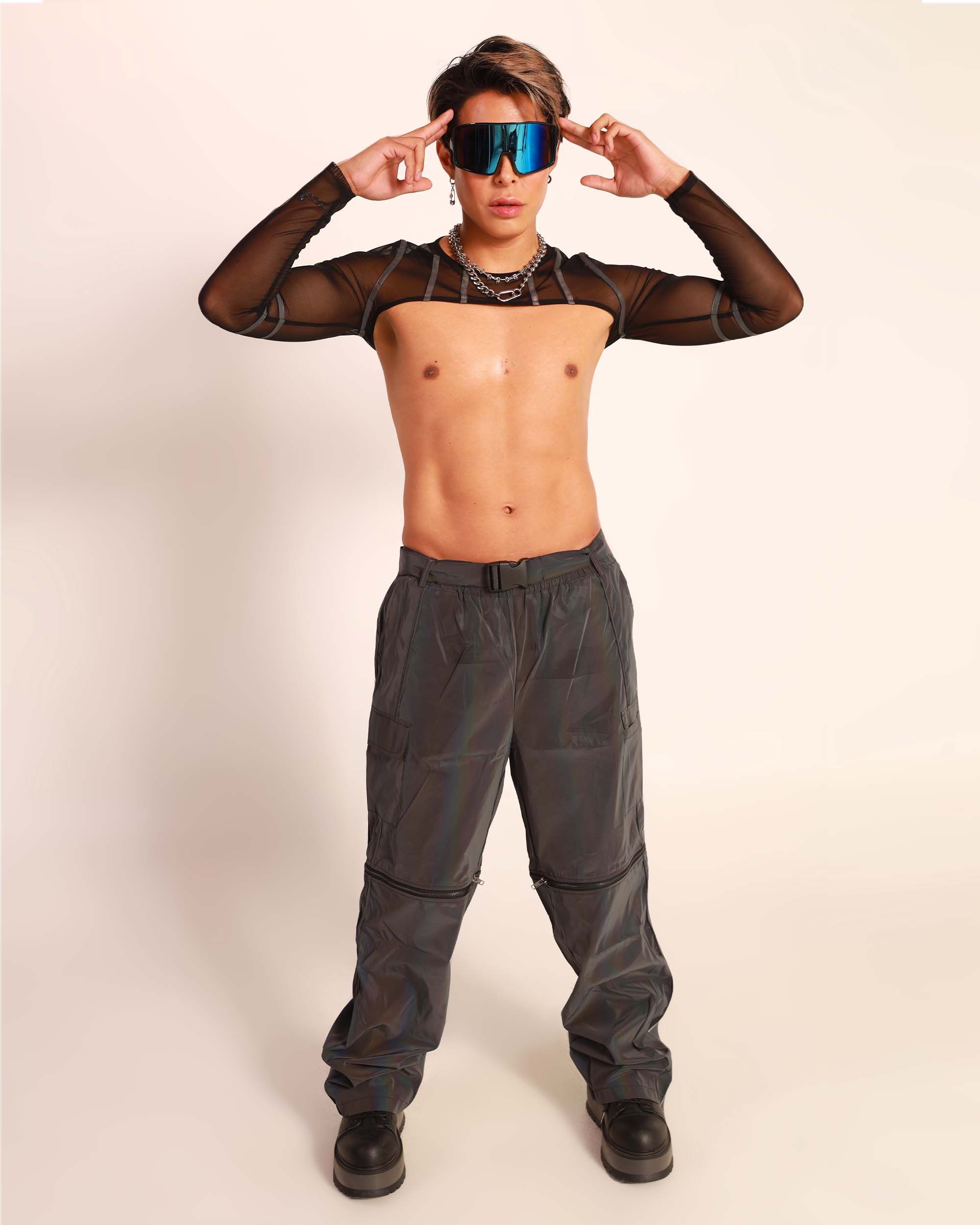 Unisex Time to Reflect Rainbow Reflective Wide Leg Pants sold by iHeartRaves product image thumbnail 9