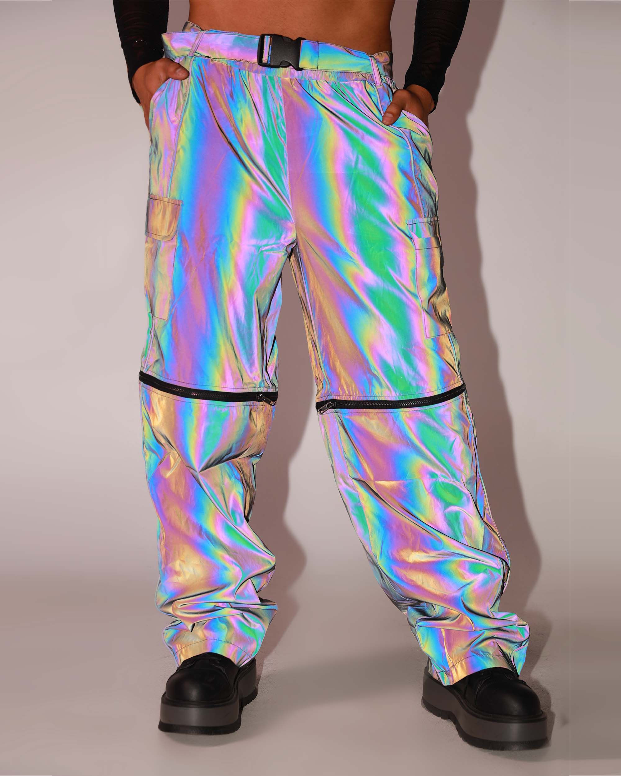 Unisex Time to Reflect Rainbow Reflective Wide Leg Pants sold by iHeartRaves product image thumbnail 7