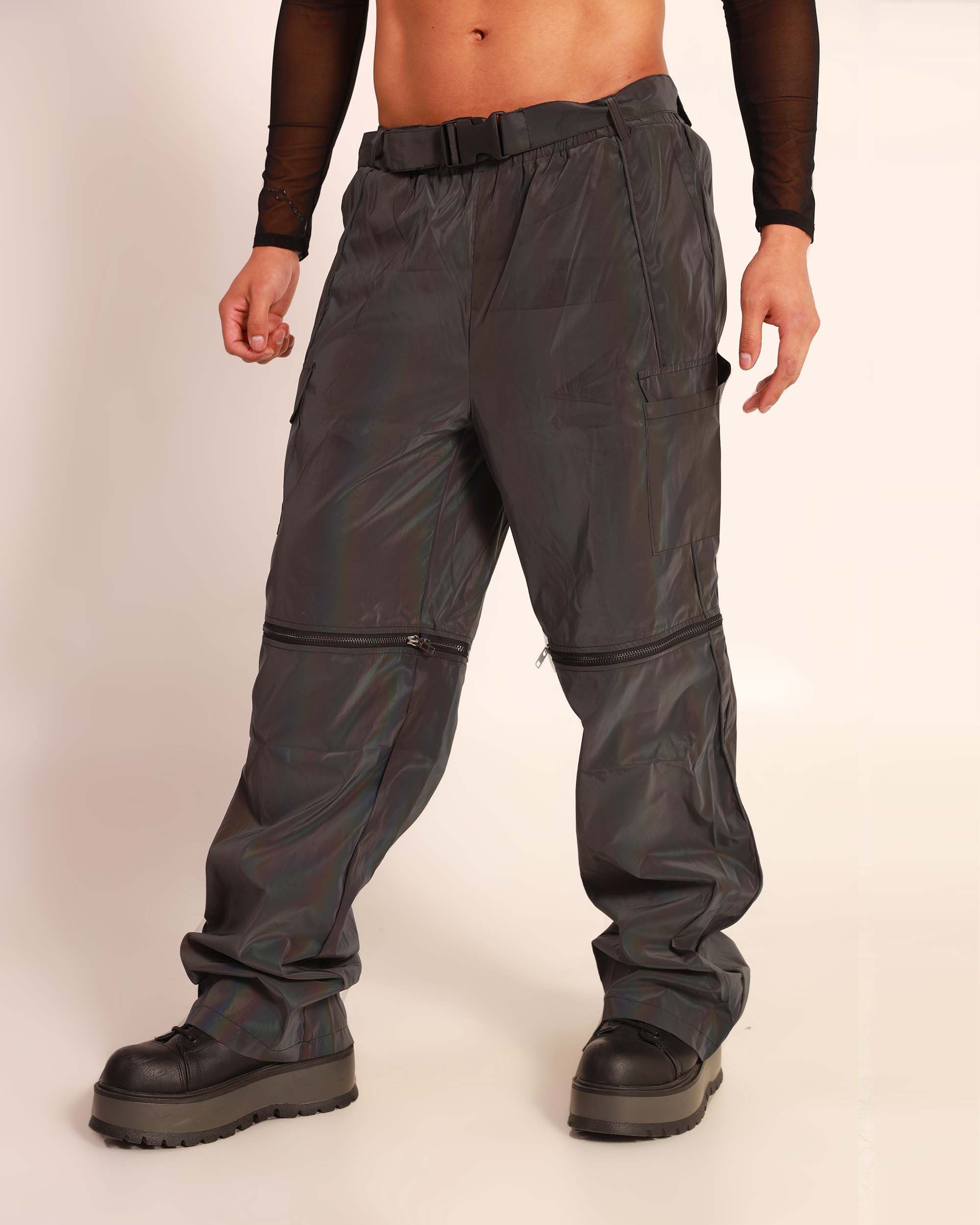 Unisex Time to Reflect Rainbow Reflective Wide Leg Pants sold by iHeartRaves product image thumbnail 10